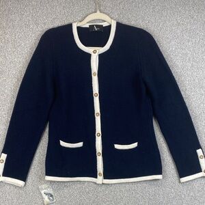 Vtg Algo cardigan M button up nautical minimalist career elegant timeless Swiss